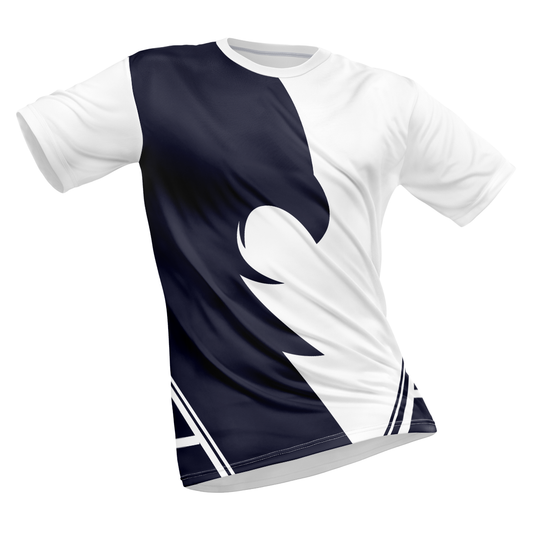Polyester Half Sleeve Jersey with Round Collar and All Over Digital Print.