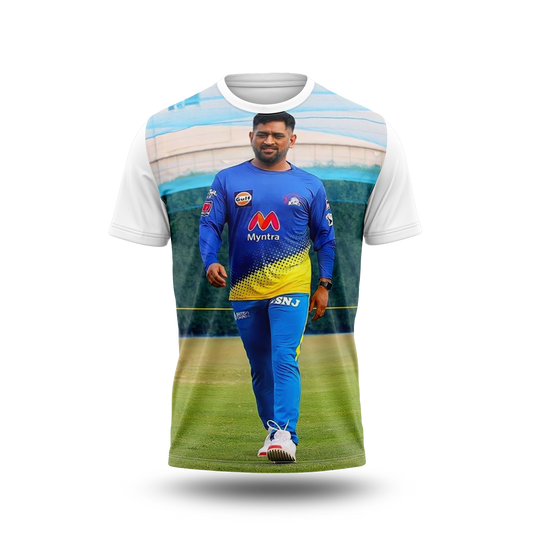 MS Dhoni Photo Printed T-Shirt.
