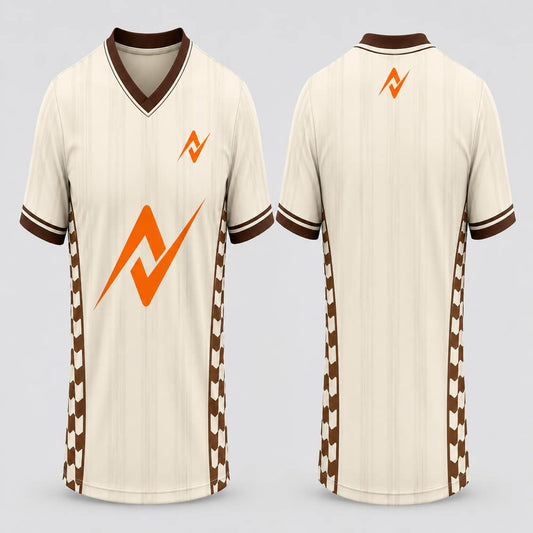 Custom Cream & Brown V-Neck Sports Jersey | Premium Dry Fit Personalized Team Jersey