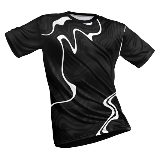 Polyester Half Sleeve Jersey with Round Collar and All Over Digital Print.