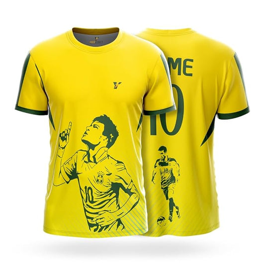 Next Print Glory Edition Brazil-Inspired Personalized Football Jersey | Custom Name & Number Yellow Supporter Shirt | Lightweight Dry-Fit Unisex Fan Sportswear Men Women Kids Group Event Gifting Soccer Top India