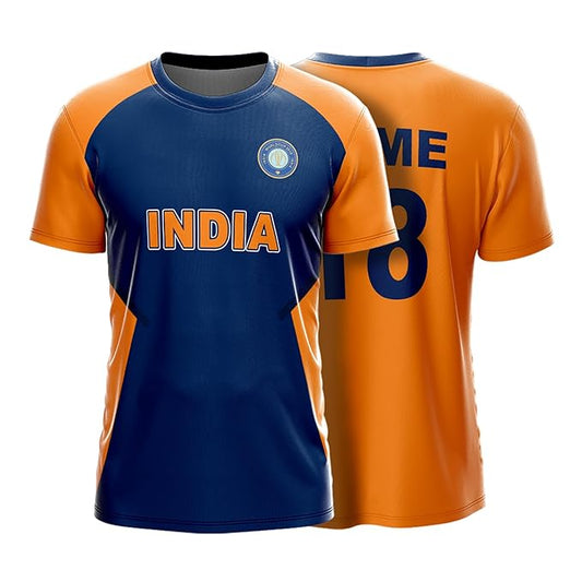 NextPrint India World Cup Jersey Collection CWC 2019 (ORANGE) | Customised Cricket Jersey with Name & Number | Sizes 2Y to 4XL | Men, Women & Kids | Breathable Sportswear for Fans T-Shirt