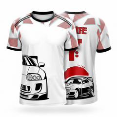 Next Print Japan x Supra Fan Car Edition Football/Cricket/Badminton Concept Jersey, 2024 White/Red/Black Edition, Customized and Personalized with Your Name and Number, for Kids, Men, and Women.