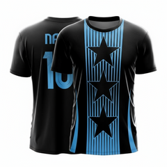 Next Print Argentina 2024 Pre-Match Jersey Messi Football Team & Club Sports T-Shirt, Black and Light Blue Edition, Customized and Personalized with Your Name and Number, Size for Kid, Men, and Women
