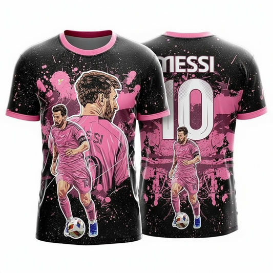 Next Print Messi Goat Edition Football Jersey | Miami Black Pink Design | Customized and Personalized Name and Number | Available in Sizes for Kids, Men, and Women