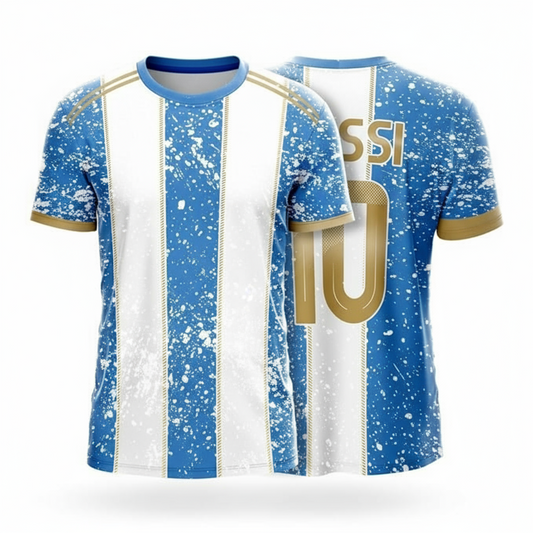Next Print Argentina Concept Jersey Messi Football Club Jersey 2024 AC-1, Light Blue and White Edition, Customized and Personalized with Your Name and Number, for Kids, Men, and Women.