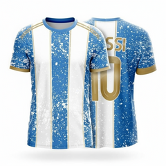 Next Print Argentina Concept Jersey Messi Football Club Jersey 2024 AC-1, Light Blue and White Edition, Customized and Personalized with Your Name and Number, for Kids, Men, and Women.