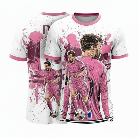 Next Print Messi Goat Edition Football Jersey | Miami White Pink Design | Customized and Personalized Name and Number | Available in Sizes for Kids, Men, and Women