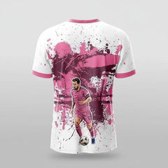 Next Print Messi Goat Edition Football Jersey | Miami White Pink Design | Customized and Personalized Name and Number | Available in Sizes for Kids, Men, and Women