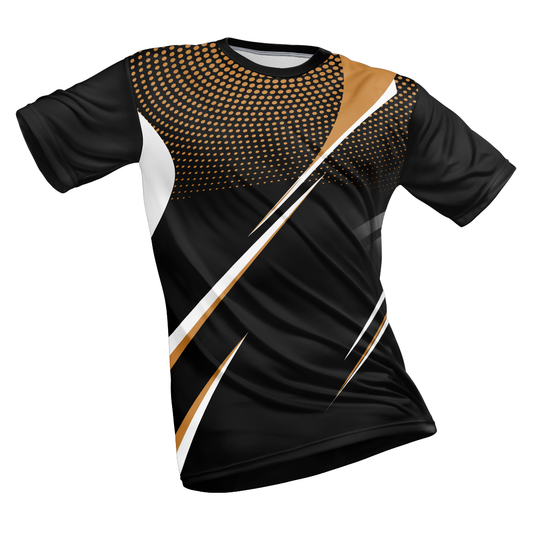 Polyester Half Sleeve Jersey with Round Collar and All Over Digital Print.