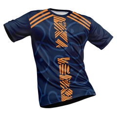 Polyester Half Sleeve Jersey with Round Collar and All Over Digital Print.