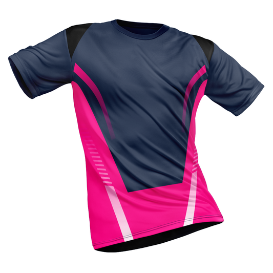 Polyester Half Sleeve Jersey with Round Collar and All Over Digital Print.