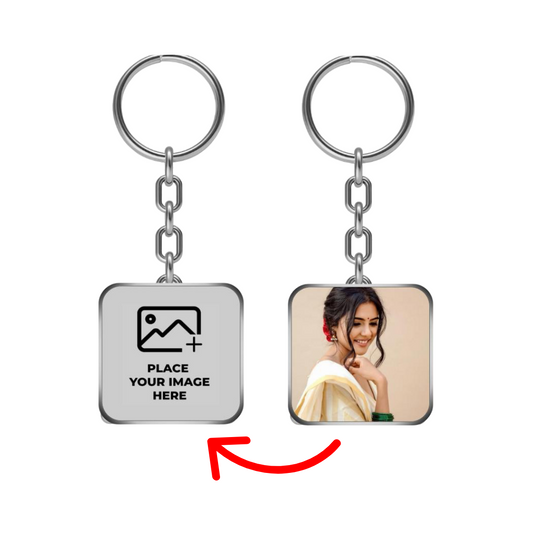 Next Print Custom Photo Printed Square Shape Key Chain.