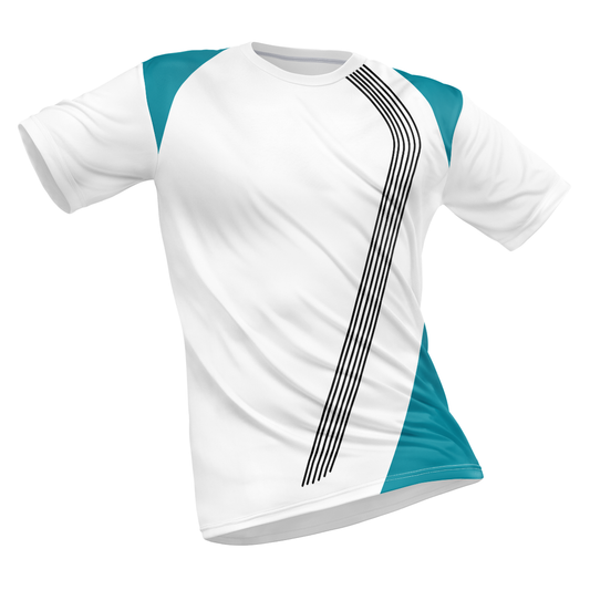 Polyester Half Sleeve Jersey with Round Collar and All Over Digital Print.