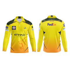 Next Print Customised Ipl Chennai Super Kings Polo Collar Full Sleeves Printed Jersey.