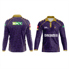 Next Print Ipl Kolkata Knight Riders Printed Polo Collar Full Sleeves Jersey.