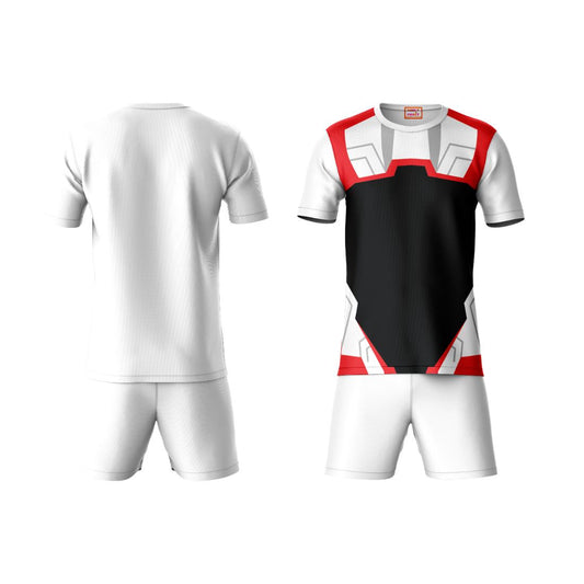 Next Print Round neck jersey white with shorts NPTS178