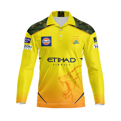 Next Print Customised Ipl Chennai Super Kings Polo Collar Full Sleeves Printed Jersey.