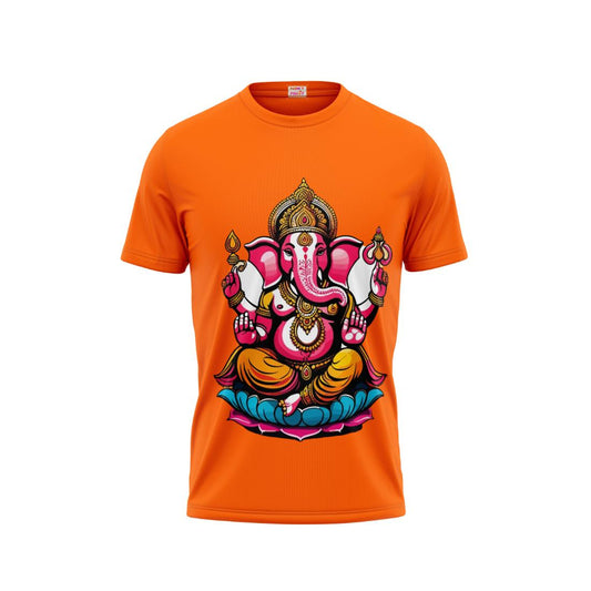 Next Print Ganesha Printed Tshirt Orange Colour Design 5