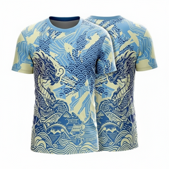 Next Print Shaolin Dragon Sports Jersey | Personalized Martial Arts Teamwear with Custom Name & Number | Sizes 2Y Kid to 4XL Lightweight Blue Eastern Dragon Football Cricket Fitness Shirt Men Women Kids India