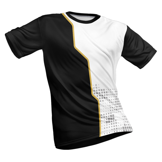 Polyester Half Sleeve Jersey with Round Collar and All Over Digital Print.
