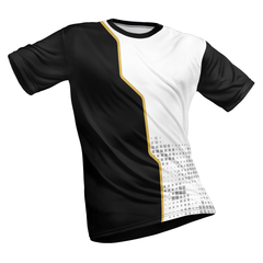 Polyester Half Sleeve Jersey with Round Collar and All Over Digital Print.