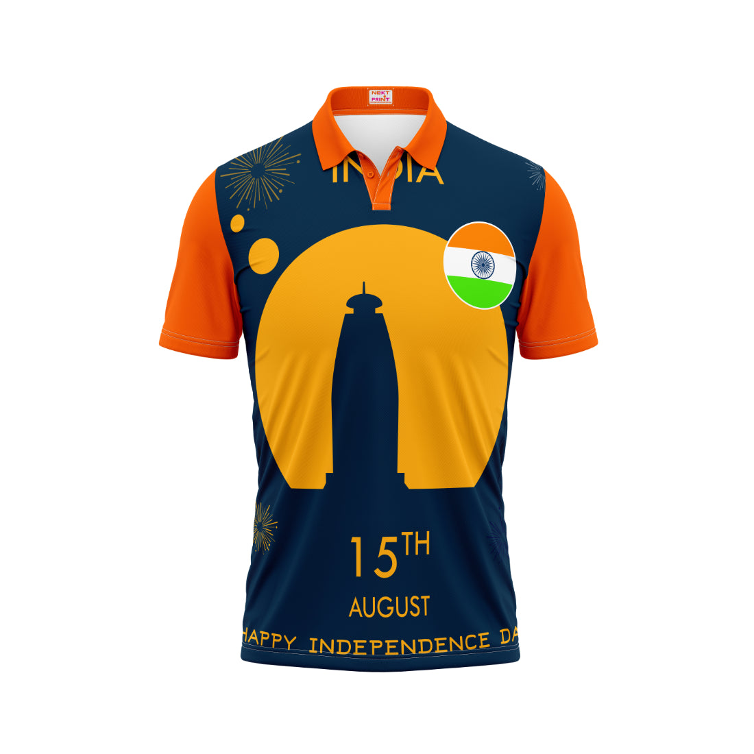 India Independence Day Polo Neck Vande Mataram Patriotic Printed T-Shirt | NextPrint