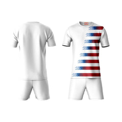 Next Print Round neck jersey white with shorts NPTS191