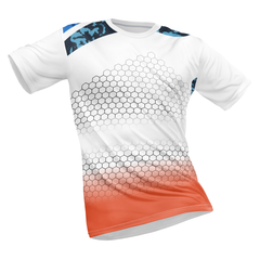 Polyester Half Sleeve Jersey with Round Collar and All Over Digital Print.