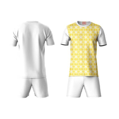Next Print Round neck jersey white with shorts NPTS193