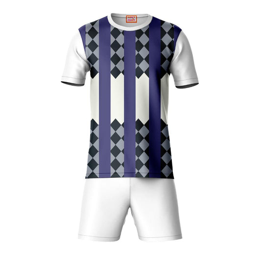 Next Print Round neck jersey white with shorts NPTS195