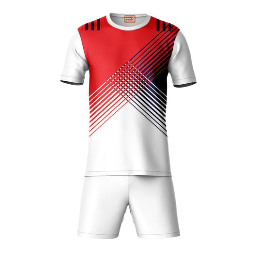 Next Print Round neck jersey white with shorts NPTS199