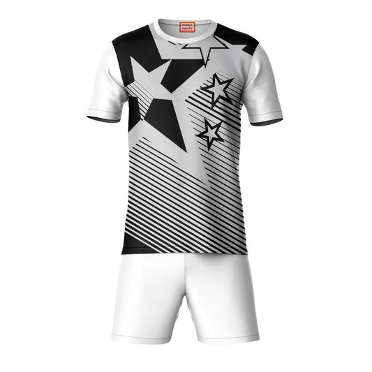 Next Print Round neck jersey white with shorts NPTS200