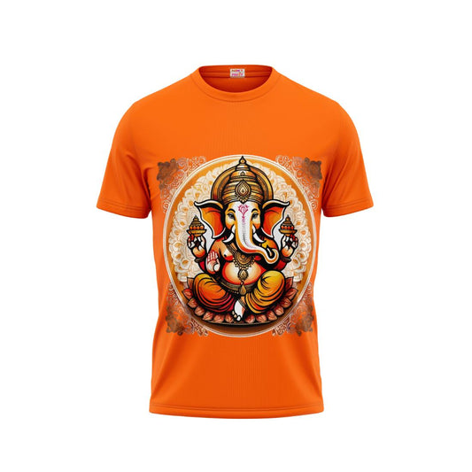 Next Print Ganesha Printed Tshirt Orange Colour Design 7
