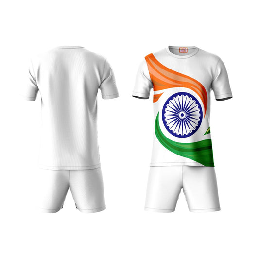 Next Print Round neck jersey white with shorts NPTS190