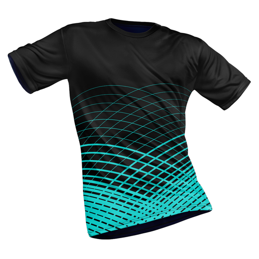 Polyester Half Sleeve Jersey with Round Collar and All Over Digital Print.