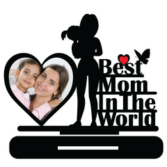 Custom Photo Printed Best Mom In World Stand Frame