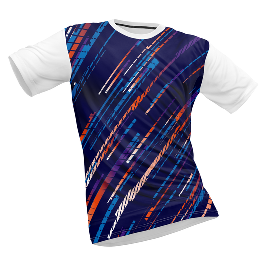 Polyester Half Sleeve Jersey with Round Collar and All Over Digital Print.