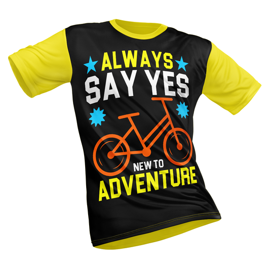 Polyester Half Sleeve T-Shirt with Round Collar and All Over Digital Print.