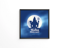 Happy maha shivratri wishes background with lord shiva silhouette frame
