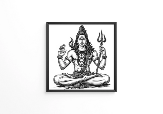 Lord Shiva trident Trishul silhouette frame