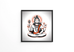 Lord Shiva the supreme deity of Indian mythology holding a trident and a spear symbolizing power frame
