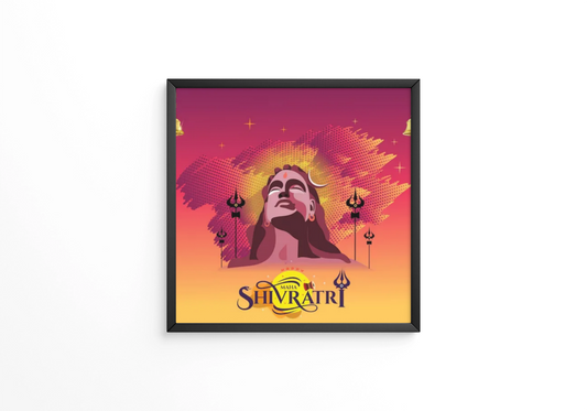 Happy Maha shivratri greeting with lord shiva Adiyogi frame