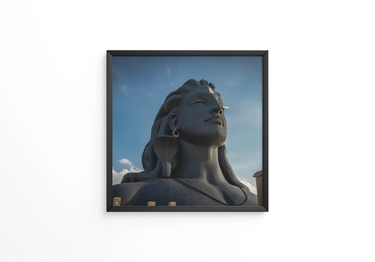 Adiyogi shiva statue from unique different perspectives frame