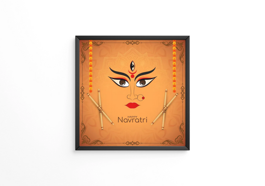 Happy Durga puja and Navratri religious festival frame