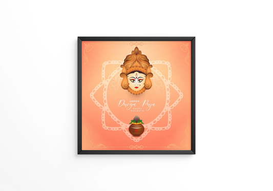 Beautiful Durga Puja and Happy navratri Indian festival frame
