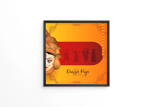Religious Happy Navratri and Durga puja festival frame