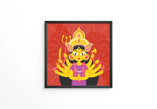 Hand drawn durga puja festival frame