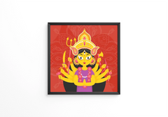 Hand drawn durga puja festival frame