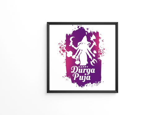 Happy durga pooja indian festival frame